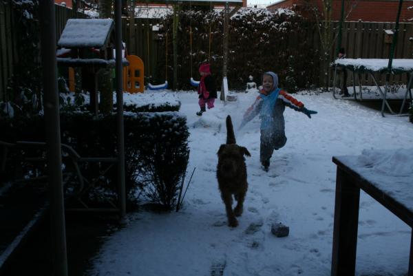 In de sneeuw achter floyd aan, geplaatst door mama Lizanne op 2010-03-17