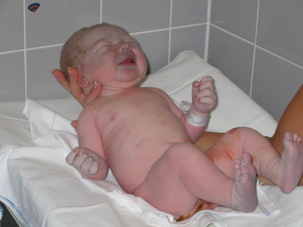 Jesse wordt nagekeken., geplaatst door mama Lizanne op 2005-08-12