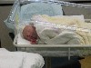 Net na de geboorte - Merijn ligt te slapen in z'n eerste 'bedje', geplaatst door papa Boudewijn op 2004-06-03
